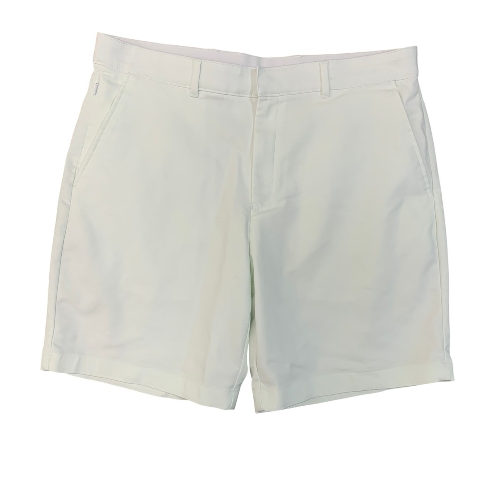 Alfani Men's 36 White Flat Front Tech Shorts Cotton Blend Stretch